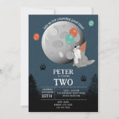 Invitation Cute Wolf Pack Woodland Moon Howling Birthday (Devant)