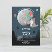 Invitation Cute Wolf Pack Woodland Moon Howling Birthday (Debout devant)