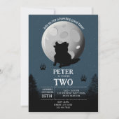 Invitation Cute Wolf Pack Woodland Moon Howling Birthday (Devant)