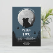 Invitation Cute Wolf Pack Woodland Moon Howling Birthday (Debout devant)