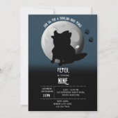 Invitation Cute Wolf Woodland Moon Howling Kids Birthday (Devant)