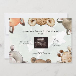 Invitation Cute Woodland Animal Oars Ultrasound Baby shower