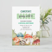 Invitation Cute Woodland Animals 9th Birthday Party  (Debout devant)