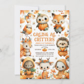 Invitation Cute Woodland Animals Autumn Fall Kids' Birthday  (Devant)