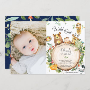 Invitation Cute Woodland Animaux 1er Anniversaire Wild One Ph