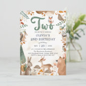 Invitation Cute Woodland Animaux 2e fête d'anniversaire (Debout devant)