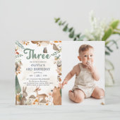 Invitation Cute Woodland Animaux 3ème anniversaire de fête Ph (Debout devant)