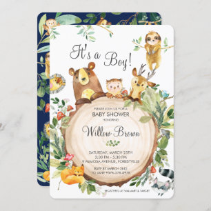 Invitation Cute Woodland Animaux Baby shower Genre Neutre