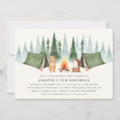 Invitation Cute Woodland Animaux Camping Anniversaire Fête (Devant)