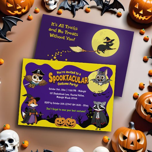 Invitation Cute Woodland Animaux Enfants Halloween Costume Pa