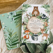 Invitation Cute Woodland Animaux Rustic Greenery Baby shower