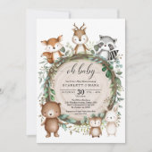 Invitation Cute Woodland Animaux Rustic Greenery Baby shower (Devant)