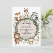 Invitation Cute Woodland Animaux Rustic Greenery Baby shower (Debout devant)