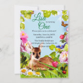 Invitation Cute Woodland Deer 1ère fête d'anniversaire (Devant)