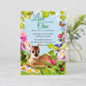 Invitation Cute Woodland Deer 1ère fête d'anniversaire (Debout devant)