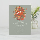 Invitation Cute Woodland Fox Baby shower / Saupoudrer (Debout devant)