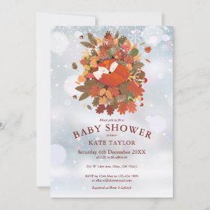 Invitation Cute Woodland Fox Club Baby shower d'hiver