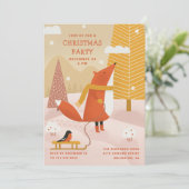 Invitation Cute Woodland Fox | Winter Forest Christmas Party (Debout devant)