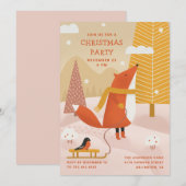 Invitation Cute Woodland Fox | Winter Forest Christmas Party (Devant / Derrière)