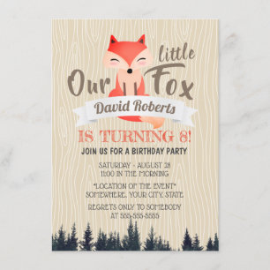 Invitation Cute Woodland Little Fox 8e fête d'anniversaire