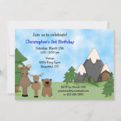 Invitation Cute Woodland Mountain Animaux Boy's Birthday (Devant)