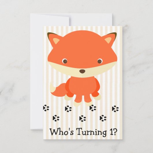 Invitation Cute Woodlands Fox 1er Anniversaire Fête Invitatio (Devant)