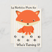 Invitation Cute Woodlands Fox 1er Anniversaire Fête Invitatio (Devant / Derrière)