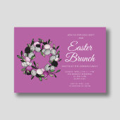 Invitation Cute Wreath Brunch de Pâques Chasse aux oeufs Rose