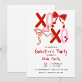 Invitation cute xo Galentine’s Day invitation, girly invite (Devant / Derrière)
