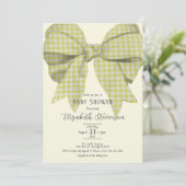 Invitation Cute Yellow Bow Gender Neutral Baby Shower (Debout devant)