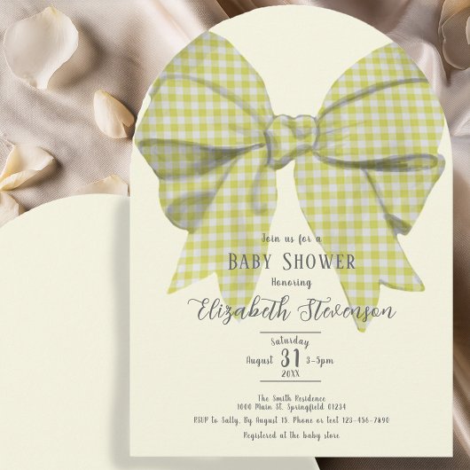 Invitation Cute Yellow Bow Gender Neutral Baby Shower Arch