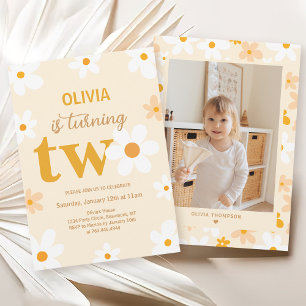 Invitation Cute Yellow Daisy 2e anniversaire Photo