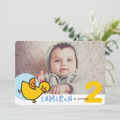 Invitation Cute Yellow Duckies Blue Photo Boy Anniversaire (Debout devant)