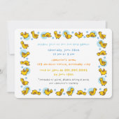 Invitation Cute Yellow Duckies Blue Photo Boy Anniversaire (Dos)