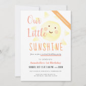 Invitation Cute Yellow Sunshine Girl Anniversaire virtuel (Devant)