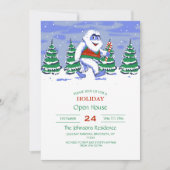 Invitation Cute yeti christmas in forest (Devant)