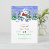 Invitation Cute yeti christmas in forest (Debout devant)