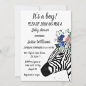 Invitation Cute Zebra Safari Jungle animal motif Baby boy I (Devant)