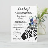 Invitation Cute Zebra Safari Jungle animal motif Baby boy I (Debout devant)