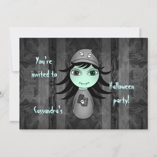 Invitation Cute zombie Halloween fête des enfants (Devant)