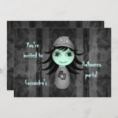 Invitation Cute zombie Halloween fête des enfants (Devant / Derrière)