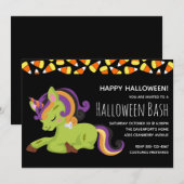 Invitation Cute Zombie Unicorn Halloween Party (Devant / Derrière)
