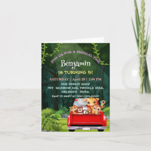 Invitation Cute Zoo jungle farm truck tractor boy Birthday