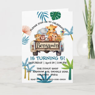 Invitation Cute Zoo jungle farm truck tractor boy Birthday