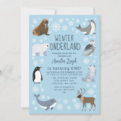 Invitation Cuter Animals Winter Onederland Kids 1st Birthday (Devant)