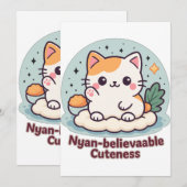 Invitation Cutesse Nyan crédible - Cute Kawaii Cat (Devant / Derrière)