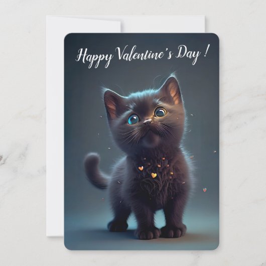 Invitation Cutest Black Kitten Valentine's Day (Devant)