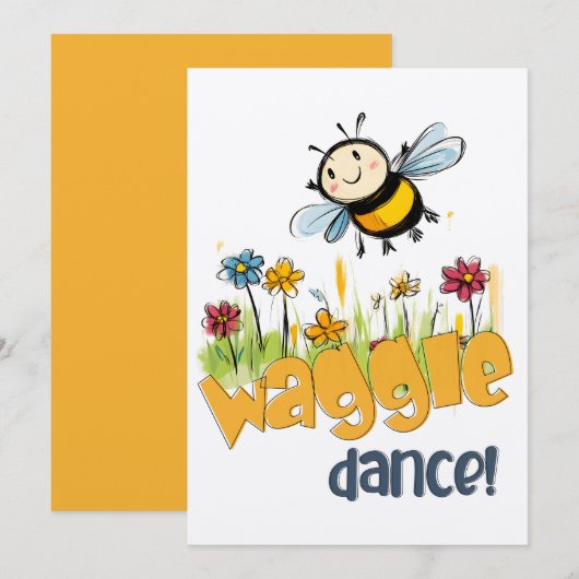 Invitation Cutesy Waggle Dance des abeilles (Devant / Derrière)