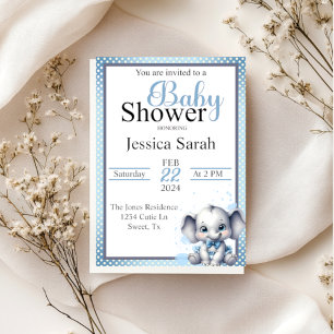 Invitation Cutie Blue Éléphant - Petit Cacahuète