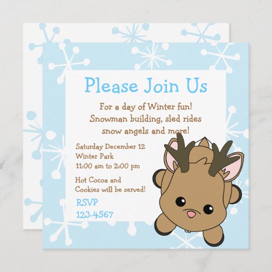 Invitation Cutie Deer (Devant / Derrière)